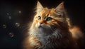 A close up of a cute, fluffy kitten staring ,generative AI