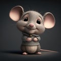 Close up of cute grey mouse on grey background, created using generative ai technology Royalty Free Stock Photo