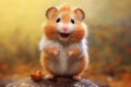 Close up of cute hamster perched on rock, created using generative ai technology