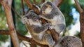 Two koala bears on a tree Royalty Free Stock Photo