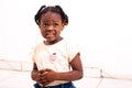 Close-up of a cute little girl complaining of stomach ache Royalty Free Stock Photo