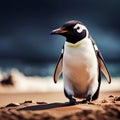 Close up cute penguin, created with generative AI technology