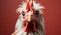 Close up of a cute rooster, looking furious in the farm generated by AI Royalty Free Stock Photo