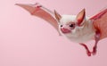 close-up of a cute white bat with large ears Royalty Free Stock Photo
