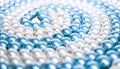 Close-up of cyan and white pearls