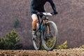 close-up cyclist riding mountain bike in cross-country cycling Royalty Free Stock Photo