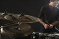 Close Up Of Cymbals On Drummer's Drum Kit