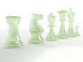 Green plastic chess pieces