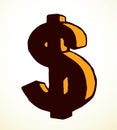 Vector drawing sign of dollar