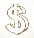 Vector drawing sign of dollar
