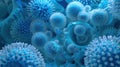 close up of microscopic blue bacteria Royalty Free Stock Photo