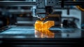 3D Printer Creating Amber-Colored Object Royalty Free Stock Photo