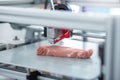 Close up of 3D printer making piece of meat Royalty Free Stock Photo