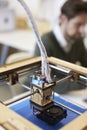 Close Up Of 3D Printer Operating In Design Studio Royalty Free Stock Photo