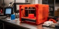A close-up of a 3D printer in a university engineering la created with generative AI