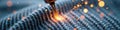 Close-up of 3d printing process on textile surface with sparks and orange lights Royalty Free Stock Photo