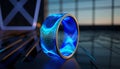 Futuristic Blue Ring with Abstract Digital Pattern Royalty Free Stock Photo