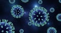 3D Rendering of Microscopic Coronavirus Particles with Spikes on a Dark Background covid19 Royalty Free Stock Photo