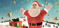 3D illustration of happy Santa Claus announcing Christmas with arms open