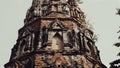 Close-up damaged Octagonal chedi or stupa at Ayutthaya Historical park, Thailand.