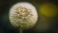a close up of a dandelion flower with a blurry back ground behind it and a yellow spot in the middle of the center. generative Royalty Free Stock Photo