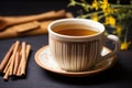 close-up of dandelion root tea in a ceramic cup Royalty Free Stock Photo