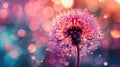 A close up of a dandelion with water droplets on it, AI Royalty Free Stock Photo