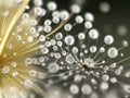A close-up of a dandelion with water droplets, conceptual art, and jewelry pearls. Royalty Free Stock Photo