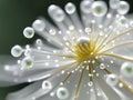 A close-up of a dandelion with water droplets, conceptual art, and jewelry pearls. Royalty Free Stock Photo