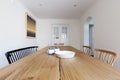 Close up of Danish styled dining room table and chairs