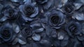 Close-up of Dark Blue Roses and Leaves Royalty Free Stock Photo