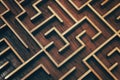 Wooden brown labyrinth maze puzzle close up