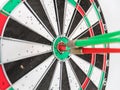 Close Up of Dart Holes on Dart Board Due to Throwing Darts Multiple Times Royalty Free Stock Photo