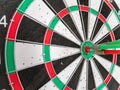 Close Up of Dart Holes on Dart Board Due to Throwing Darts Multiple Times Royalty Free Stock Photo