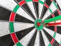 Close Up of Dart Holes on Dart Board Due to Throwing Darts Multiple Times Royalty Free Stock Photo