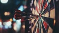 A close-up of darts embedded in a dartboard, highlighting precision and focus in the game Royalty Free Stock Photo