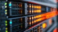 Data Center Server Equipment With Blinking Lights Displaying Activity and Information Flow Royalty Free Stock Photo