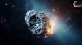 Close up dazzling asteroid space