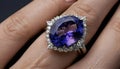 Stunning Tanzanite and Diamond Ring. Generative AI Royalty Free Stock Photo