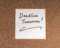 Deadline Tomorrow Memo Royalty Free Stock Photo