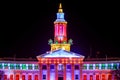 Close-up December Night View of Denver City Hall Royalty Free Stock Photo