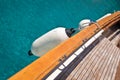 Close up of the deck of a sailboat