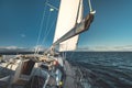 Close-up deck view. Sailing yacht. Ireland. Royalty Free Stock Photo