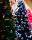 Decorated christmas tree with led lights. Festive celebration. Royalty Free Stock Photo