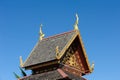 Close up of decorated church roof of Wat Si Pan Ton