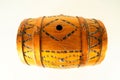 Close-up of decorated wooden barrel