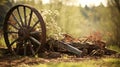 Close up of a decorative and aged antique plow