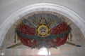 Close up of the decorative art found in the stations of the Moscow Metro