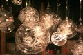 Close-up of decorative crystal balls hanging from ceiling Royalty Free Stock Photo