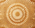 close up of a decorative design on a wallpapered surface with a circular design in the center.